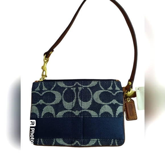 Coach 65th anniversary signature stripe denim wristlet - Picture 2 of 3